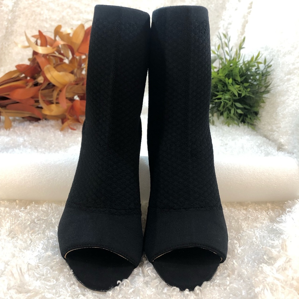 Sale INC textured open peep high heel sock ankle Booties black sandals size 7.5 - Picture 7 of 11